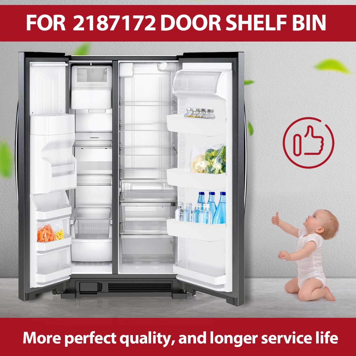 Kojem 3 Packs 2187172 Refrigerator Door Bin Shelf