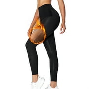 Junlan Women Hi-Waist Sweat Sauna Leggings, Slimming Hot Neoprene Pants, Tummy Control Shapewear Sauna Sweat Pants(Black, M）