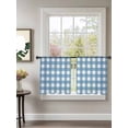 thumbnail image 2 of Sheer Curtains 54 inches Long, Sky Blue Plaid Sky Blue Gradient Line Check Geometric Light Filtering Sheer Window Curtains Rod Pocket Voile Drapes for Bedroom Living Room, 52"W x 54"L 2 Panels, 2 of 7