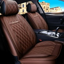 Tuqiang Car Seat Covers Full Set Leather for Dodge for RAM 2019-Present Waterproof Front Rear Cushion Protector Coffee