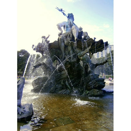 Framed Art For Your Wall Fountain Gargoyle Water Basin Water Water Jet 10x13 Frame