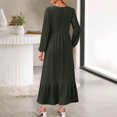 thumbnail image 4 of SMihono Fashion Women's Spring Balloon Long Sleeve Maxi Dresses 2025 Casual Knit Crew Neck Tiered Flowy Pockets Dress High Waist Ruffle Smocked Dress Army Green 10, 4 of 7
