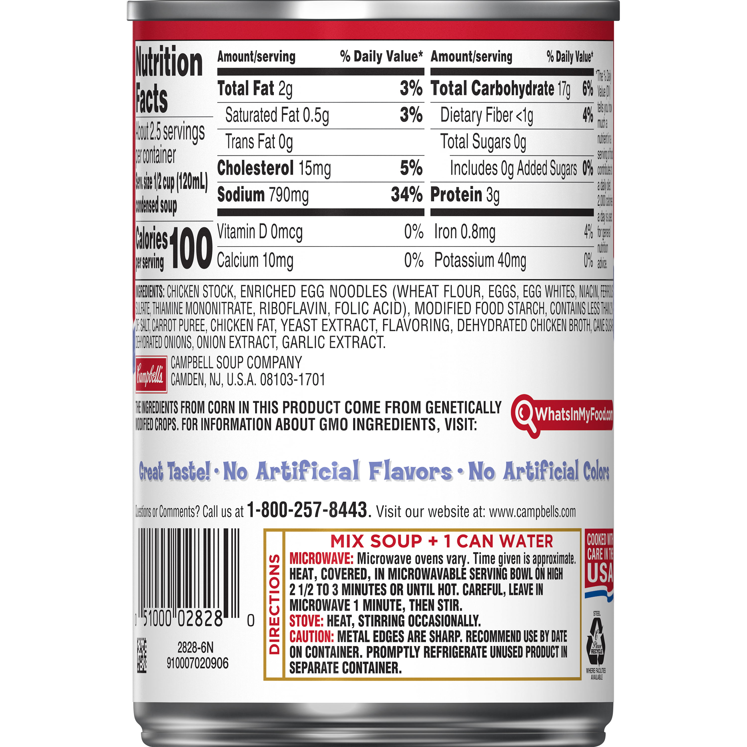 Chicken Noodle Soup Nutrition Label