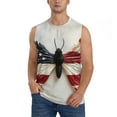 thumbnail image 2 of Goofa American Flag Butterfly Wall Printed Men's Sleeveless T-Shirt - Athletic Gym Workout Tank Top for Men - Moisture-Wicking, UPF 30+ Quick-Dry Muscle Tee-, 2 of 8
