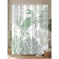 thumbnail image 4 of Summer Shower Curtain, Sage Green Crab Coral Seashell Nautical Coastal Ocean Waterproof Shower Curtain Set with 12 Hooks Lightweight Washable Fabric Shower Curtains for Bathroom 60x72 Inches, 4 of 6