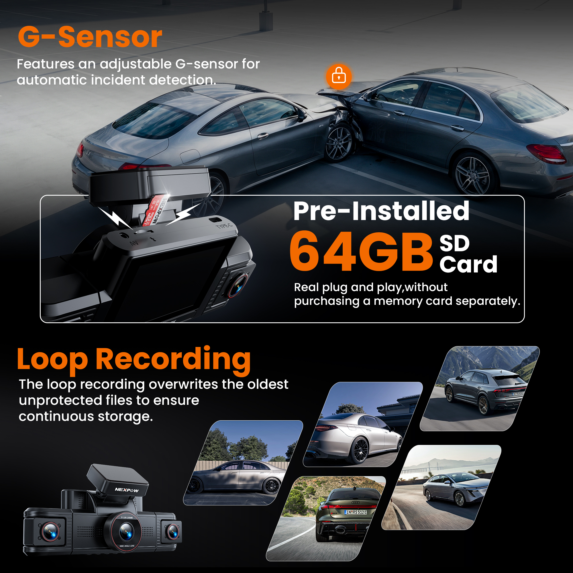 NEXPOW 4K 4-Channel WiFi Dash Cam with GPS photo 5