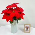 thumbnail image 4 of Artificial Poinsettia Bouquet, Red Christmas Flowers, Simulated Silk Floral Arrangement for Holiday Home Decoration, 18 Inch, Durable Plastic Stem, Realistic Soft Texture, Versatile Festive Display, 4 of 6