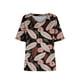 thumbnail image 1 of Camiseta de manga corta plisada elástica con cuello en V y estampado floral de talla grande para mujer OAVQHLG3B Store lin121212, 1 of 4