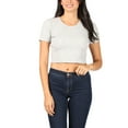 thumbnail image 5 of FashionMille Women's Basic Solid Crew Neck Stretch Ribbed Knit Short Sleeve Crop T Shirt Top, 5 of 5