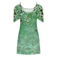 thumbnail image 4 of Wycnly Formal Dresses for Women Fashion Plus Size Beach Cold Shoulder Tunic Tshirt Strap Dresses Short Sleeve Round Neck Floral 2024 Summer Mini Dress Green s, 4 of 5