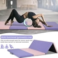 thumbnail image 3 of YRLLENSDAN Folding Gymnastics Mat Thick Exercise Mat for Home Workout Foldable Gym Mat for Kids Leather Tumbling Mat for Gymnastics for Home Schooling and Daycare Cheer Mat 4×6 ft,Purple, 3 of 8