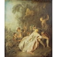 thumbnail image 2 of Jean-Baptiste Pater 15x17 Black Ornate Wood Framed Double Matted Museum Art Print Titled - Fete Galante with Six Figures Near a Fountain (C. 1728), 2 of 5