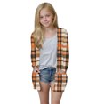 thumbnail image 2 of Fall/Winter Saving! HVOBTTY Toddlers Open Front Mid Length Cardigan, Girl's Fall and Winter Coats, Girls Casual Comfortable Print Long Sleeve Lightweight Pockets Cardigan Jacket Orange, 7-8 Years, 2 of 4