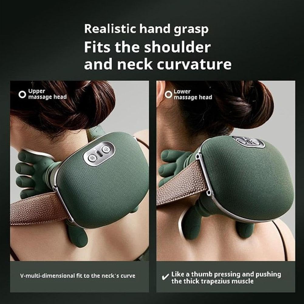 Bionic Hand Heating Massage Device, Portable Shiatsu Neck and Back Massager, Electric Deep Tissue 4D Kneading Massage, for Pain Relief and Muscle Relax