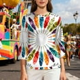 thumbnail image 6 of Mceream Mardi Gras Shirts for Women Funny Printed Graphic 3/4 Sleeve Crewneck Tops Pullovers Blouses 2026 Carnival Outfit Multicolor M, 6 of 8