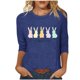 thumbnail image 1 of Tops de Cuello Redondo para las Mujeres Pascua Impresa 3/4 Mangas Blusa, Ligera Imitación Algodón Top Casual, 1 of 5