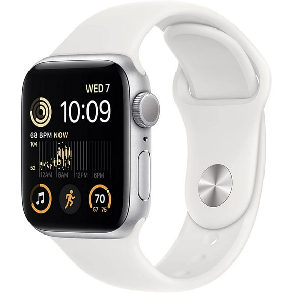 Pre-Owned Apple Watch SE 40mm Silver Aluminum Case with White Sport Band GPS 2nd Gen - MNT93LL/A (Good)