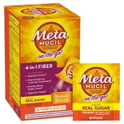 Metamucil On the Go Fiber, Real Sugar, Psyllium Husk, 44 Packets