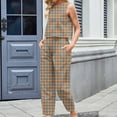thumbnail image 5 of Kaemgyyd Summer 2 Piece Sets for Women Trendy Plaid Sleeveless Tank Top Baggy Harm Pants Fall Outfits Casual Vacation Clothing, 5 of 6