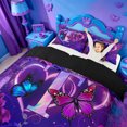 thumbnail image 3 of meiyoeat Gradient Neon Initial T Bedding,Rustic Plant Floral Duvet Cover Full For Girl,Black Reversible,3pcs,1 Duvet Cover and 2 Pillowcases, 3 of 6