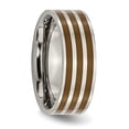 thumbnail image 4 of Diamond2Deal Titanium Polished Brown Enamel Striped 8mm Flat Men's Band Size 12, 4 of 5