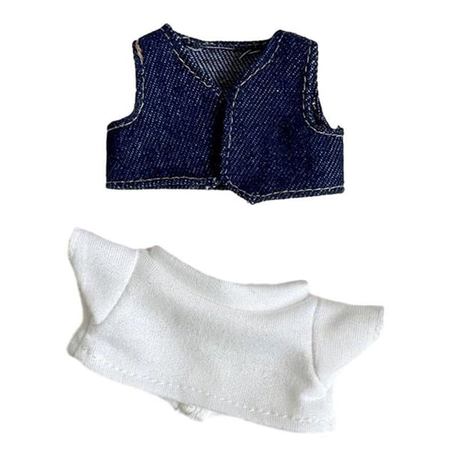 Conjunto de 2 piezas de muñeco de peluche CUTICAT ropa de camiseta chaleco educativo de bricolaje