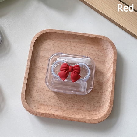 Eyewear Accessories Portable Rubber Band Transparent Glasses Storage Holder Contact Lens Box Glasses Lens Container Contact Lens Case RED