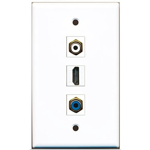RiteAV - 1 Port HDMI 1 RCA White 1 RCA Blue Wall Plate