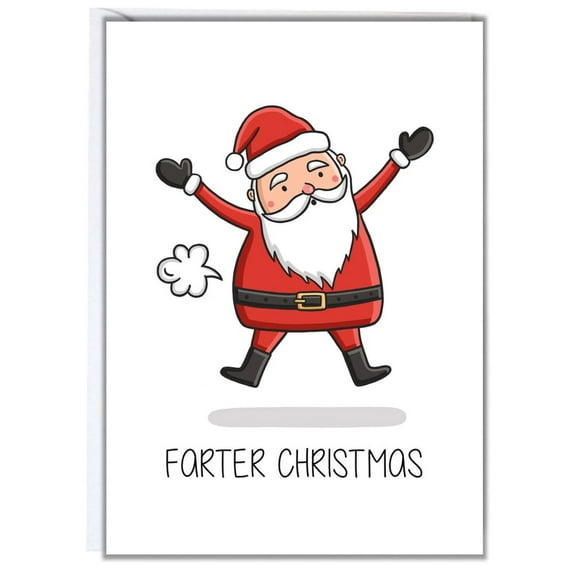 Farter Christmas Card – Funny Santa Fart Humor Greeting Card – Blank Inside with Envelope – Perfect Holiday Card for Friends and Family