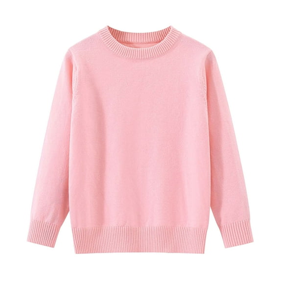 Staki Sweater Pullover Top Girls Sweater Kids Casual Long Sleeve Knit Pullover Tops(7-9 Years,Pink)