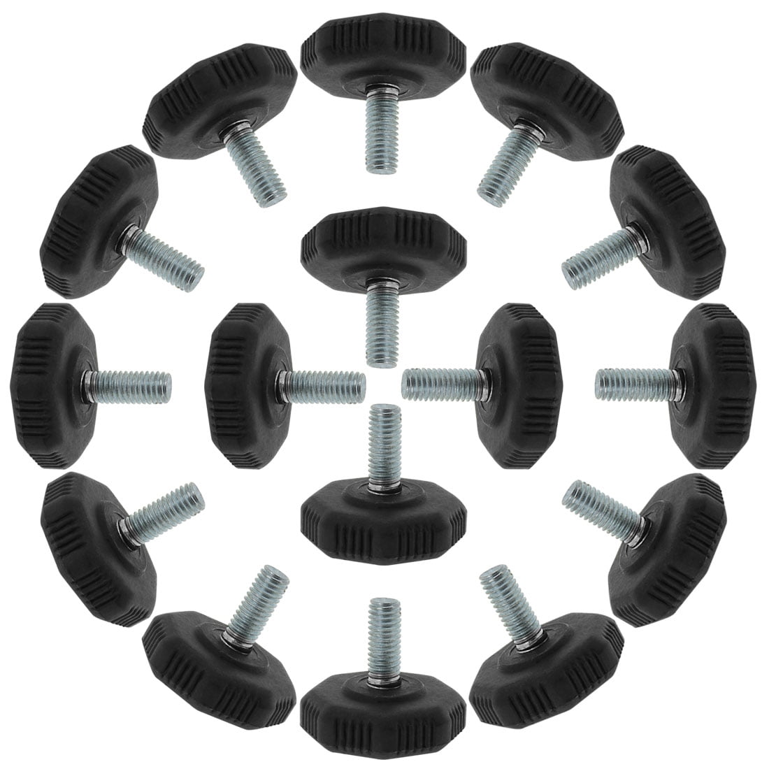 M8 x 20 x 38mm Furniture Glide Leveling Feet Round Base for Sofa Chair Leg 20pcs