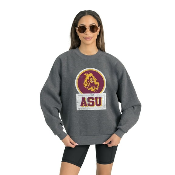 Women's Gameday Couture Arizona State Sun Devils Charcoal Oversized Drop Shoulder Fleece Drop Pullover Sweatshirt
