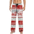 thumbnail image 2 of Men's Pajama Pants with Pockets Christmas Printed Mid Waisted Loose Fit Casual Pants with Drawstring and Comfortable Lounge Bottoms Soft Sleepwear, 2 of 4