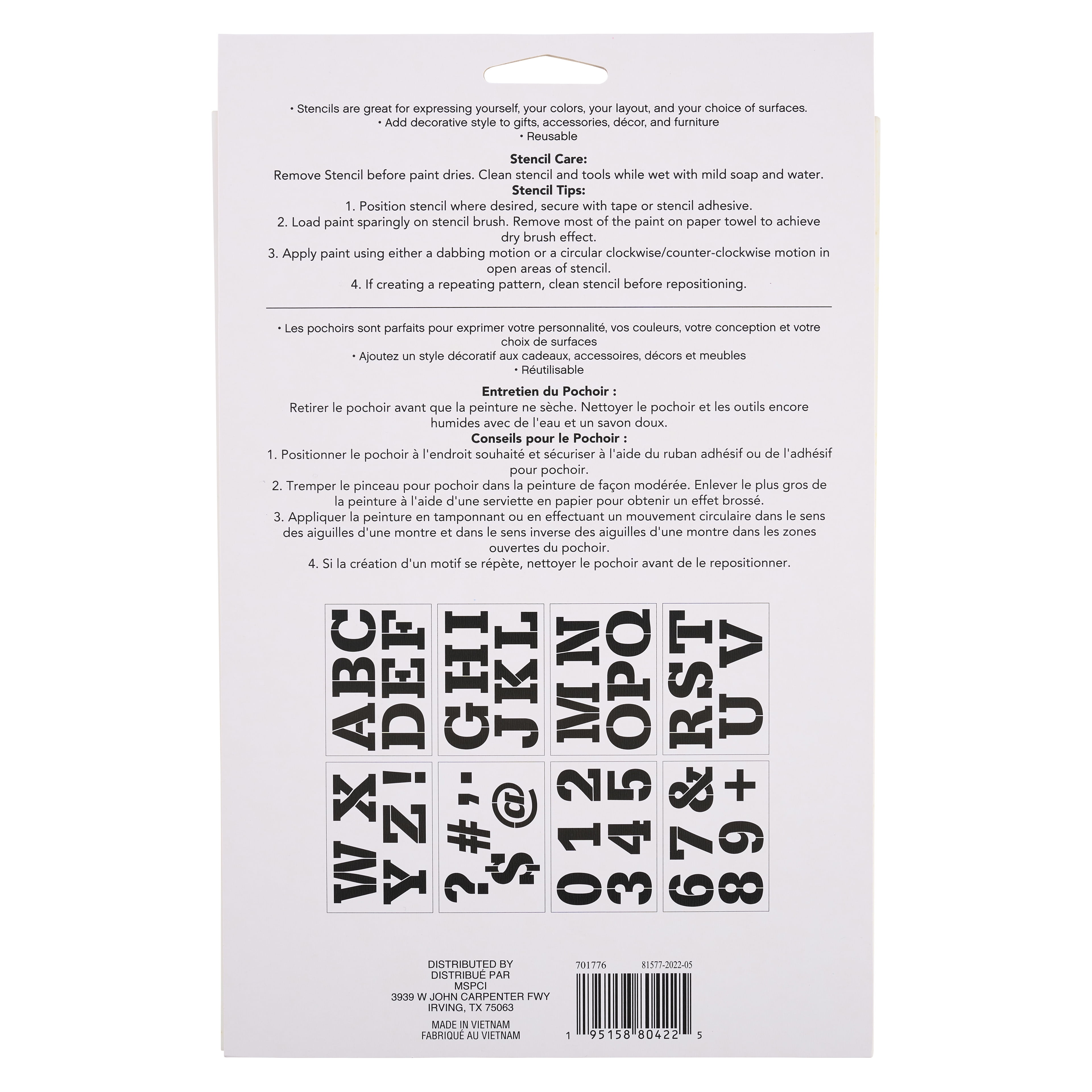 Craft Smart Alphabet Block Caps Stencils - 7" x 10" Sheets, 45 Designs per Pack, 8 Sheets Each, Reusable Plastic - Ideal for DIY Crafts, Decor, Furniture & Gifts, 6 Pack