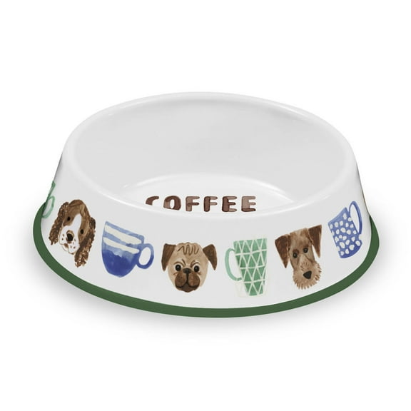 Coffee And Dogs Pet Bowl, Medium, 9” x 2.4”/ 4 cups