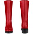 thumbnail image 4 of Unique Bargains Round Toe Side Zip Low Chunky Heels Mid Calf Boots for Women Red 9, 4 of 6