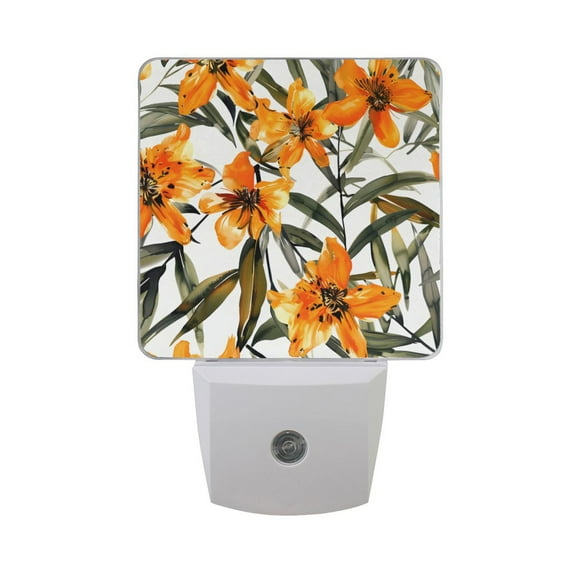 Floral Flowers Night Light 2 Pack LED Nightlight Plug into Wall Dusk to Dawn Sensor Soft White