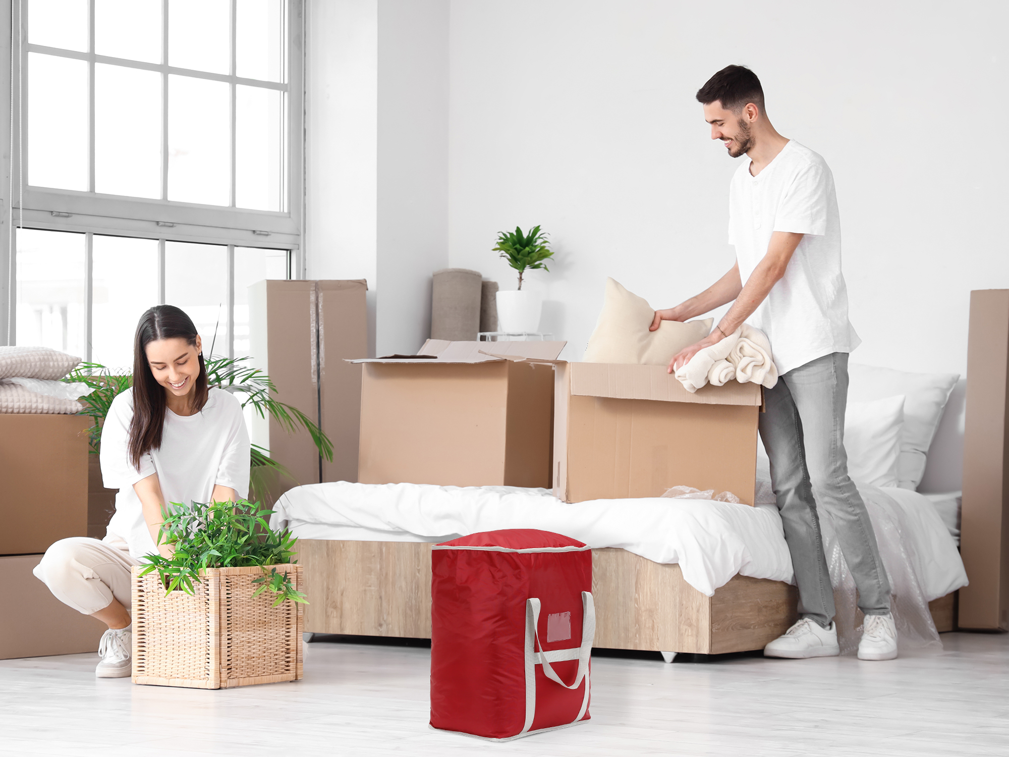 Unique Bargains 1 Pack Clothes Storage Bags Moving Bags Red 20*16*20in