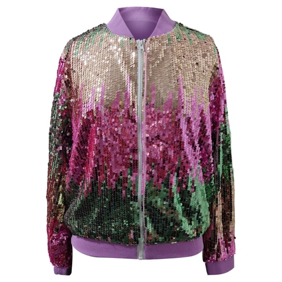 Kiijoy Girls Sequins Glitter Jacket Party Bomber Jacket Outerwear, Sizes 10-12