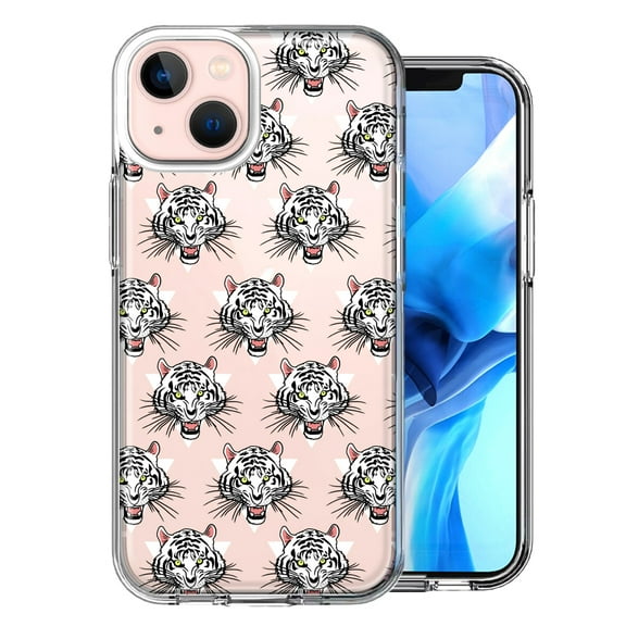 MUNDAZE For Apple iPhone 13 Fierce Tiger Polkadots Design Double Layer Phone Case Cover
