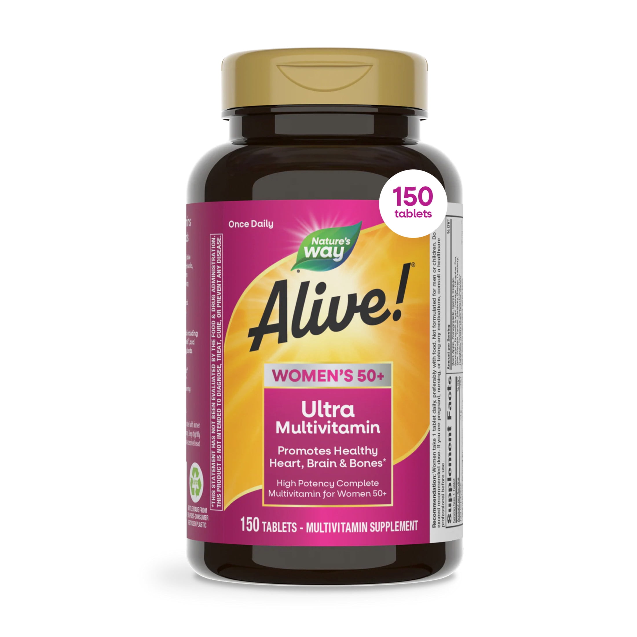 Nature’s Way Alive! Women’s 50+ Ultra Potency Complete Multivitamin Tablets, Vitamins B12, C, 150ct