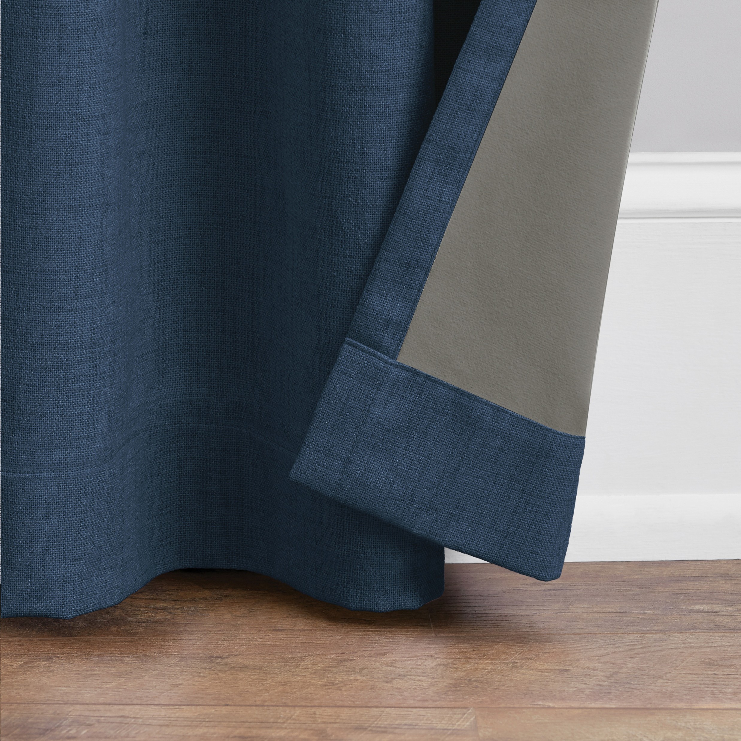 Eclipse Corte Solid Washed Indigo Blackout Grommet Top Single Curtain Panel, 52" x 84"