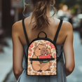 thumbnail image 4 of HELLHERO Capybara & Orange Pattern Mini Backpack with Zipper Closure Lightweight Small Backpack for Hangouts, Polyester Waterproof Handbag for Work, 4 of 8