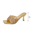 thumbnail image 5 of Women's Heeled Sandals for Women Trendy Square Toe Rhinestone Stiletto Mules Comfortable Glitter Slip On Heels Spring Summer Fashion Plus Size Black Shoes for Women, 5 of 10