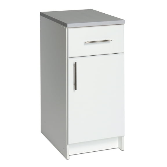 Prepac Elite 16" Storage Cabinet, White Storage Cabinet, Base Cabinet, Bathroom Cabinet with 1 Drawer and Adjustable Shelf 24" D x 16" W x 36" H, WED-1636