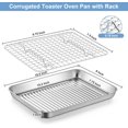 thumbnail image 2 of .&#Stainless Steel Compact Baking Pan Toaster Oven Tray with Cooling Rack Corrugated Bottom & Grid Mesh Rack & HeavyDuty, 2 of 7