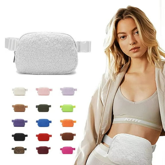 AIGIA Fleece Belt Bag Crossbody Bags for Women Men Waist Packs with Adjustable Strap for Gym Travel Hiking Running Bag