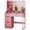 Pink_4 Drawer, variant on Hassch Vanity Desk with LED Light and Mirror, Makeup Table with Built-in Charging Station, Dressing Table with 4 Drawers & 2 Shelves, Black