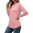thumbnail image 3 of MOSHU 3 Pack Pullover Sweatshirts for Women Crew Neck Long Sleeve Shirts Casual Loose Fit Sweatshirts Curved Hem Tunic Tops, 3 of 9