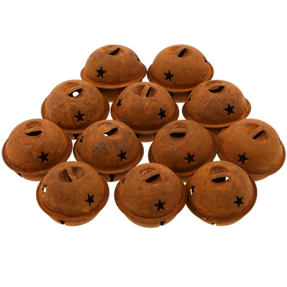 Miangastore Supvox 12pcs 40mm Rusty Bells Metal Christmas Jingle Bells with Star Cutouts Craft Bells Rustic Christmas Tree Hanging Bells